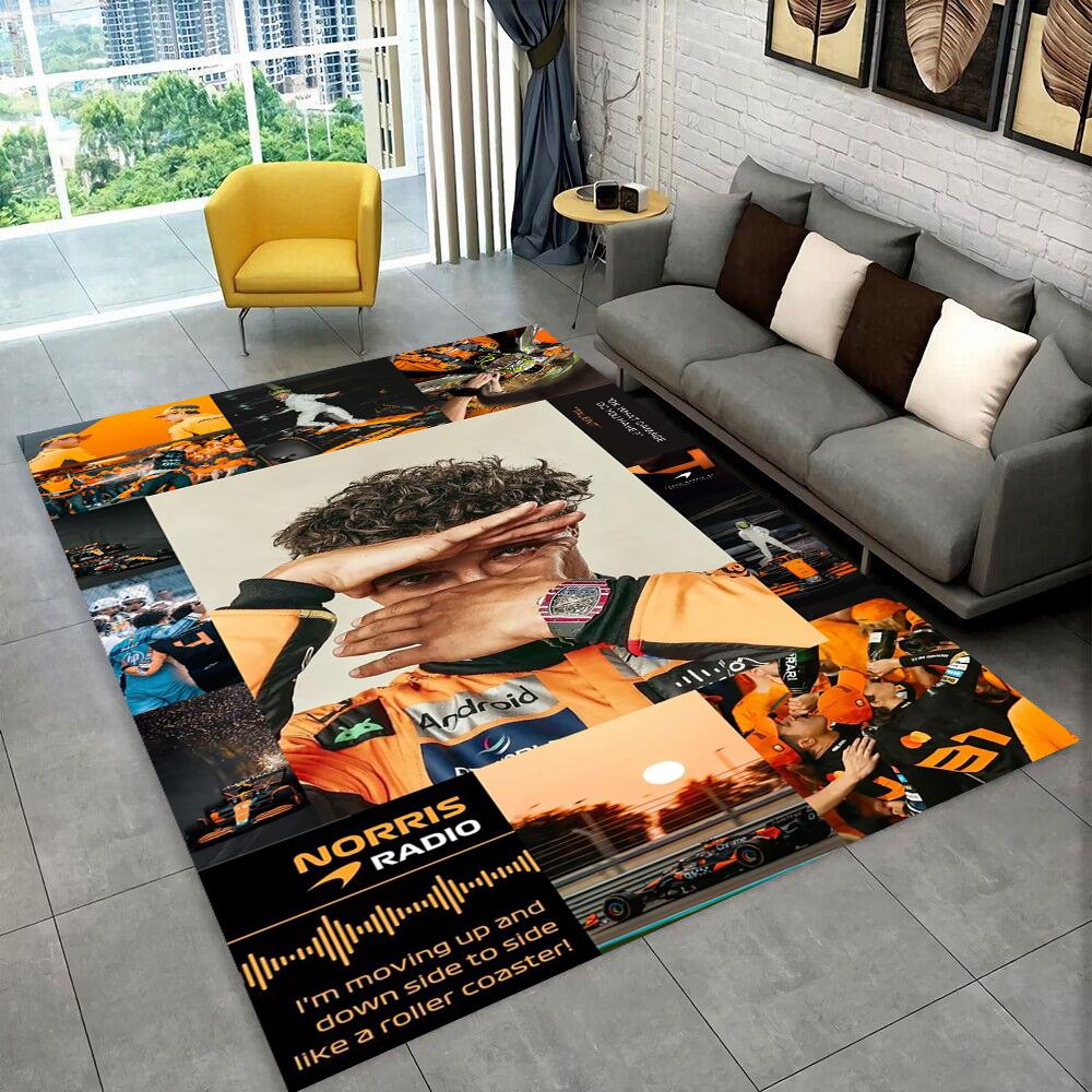 Tappeto Area 3D Lando Norris F1 Racer, Tappeto per Soggiorno Camera da Letto Divano Zerbino Decorazione, Tappetino Antiscivolo per Giochi Bambini Regalo