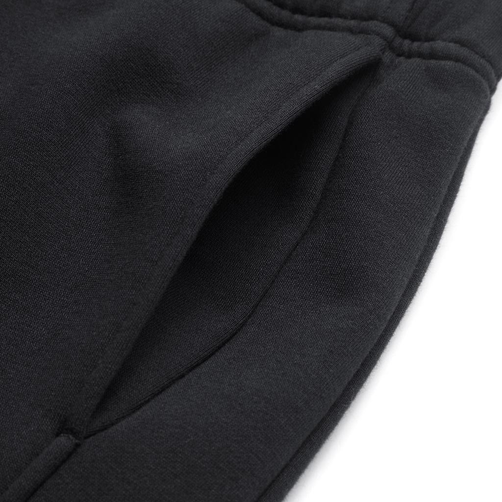 Li Ning Sports Trend Series Simple Mid Waist Solid Color Cuffed Warm Fleece Lined Casual Pants Men Bottoms Black AKLU617-2