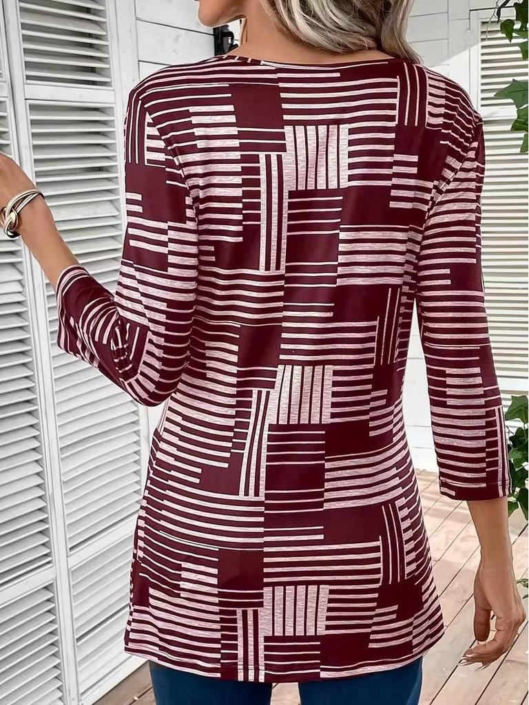 Plus Size Autumn/Winter 2025 Fashion Casual Women's Round Neck Top T-Shirt