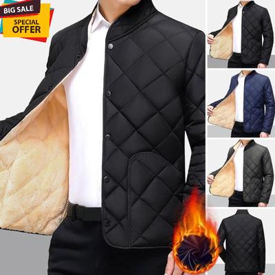 Hombres Invierno Otoño Abrigo Grueso Felpa Acolchado Cuello Alto Protección Del Cuello Cálido Manga Larga Color Puro Tallas Grandes Suave Un Solo Pecho Bolsillos Cárdigan