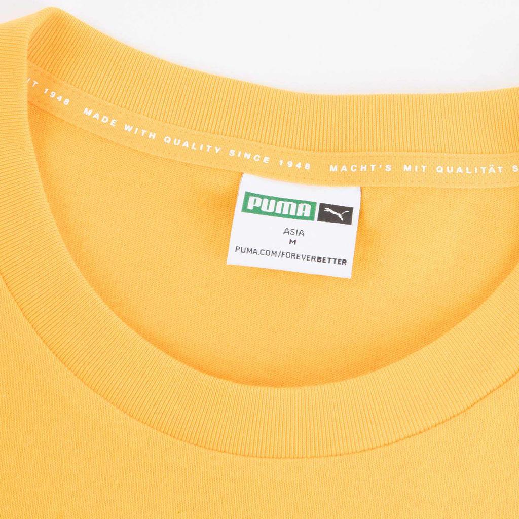 Puma Team Logo Tee Casual Round Neck Pullover Letter Logo Print Breathable Short Sleeve T-Shirt Men Tops Yellow 537874-85