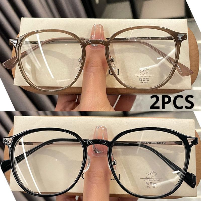 2PCS New unisex round polygon glasses for men women metal frame glasses plain glasses Nearsighted Eyewear Glasses