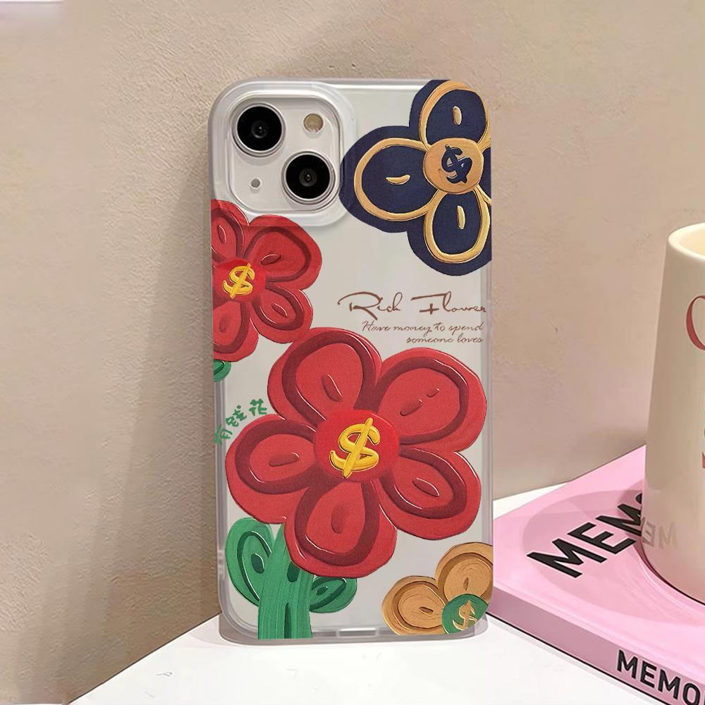 

Чохол для телефону з квітковим малюнком маслом для iPhone 14 15 Pro Max Plus 11 12 13 Pro Max Mini ультратонкий матовий м’який напівпрозорий прозорий чохол For iPhone 12