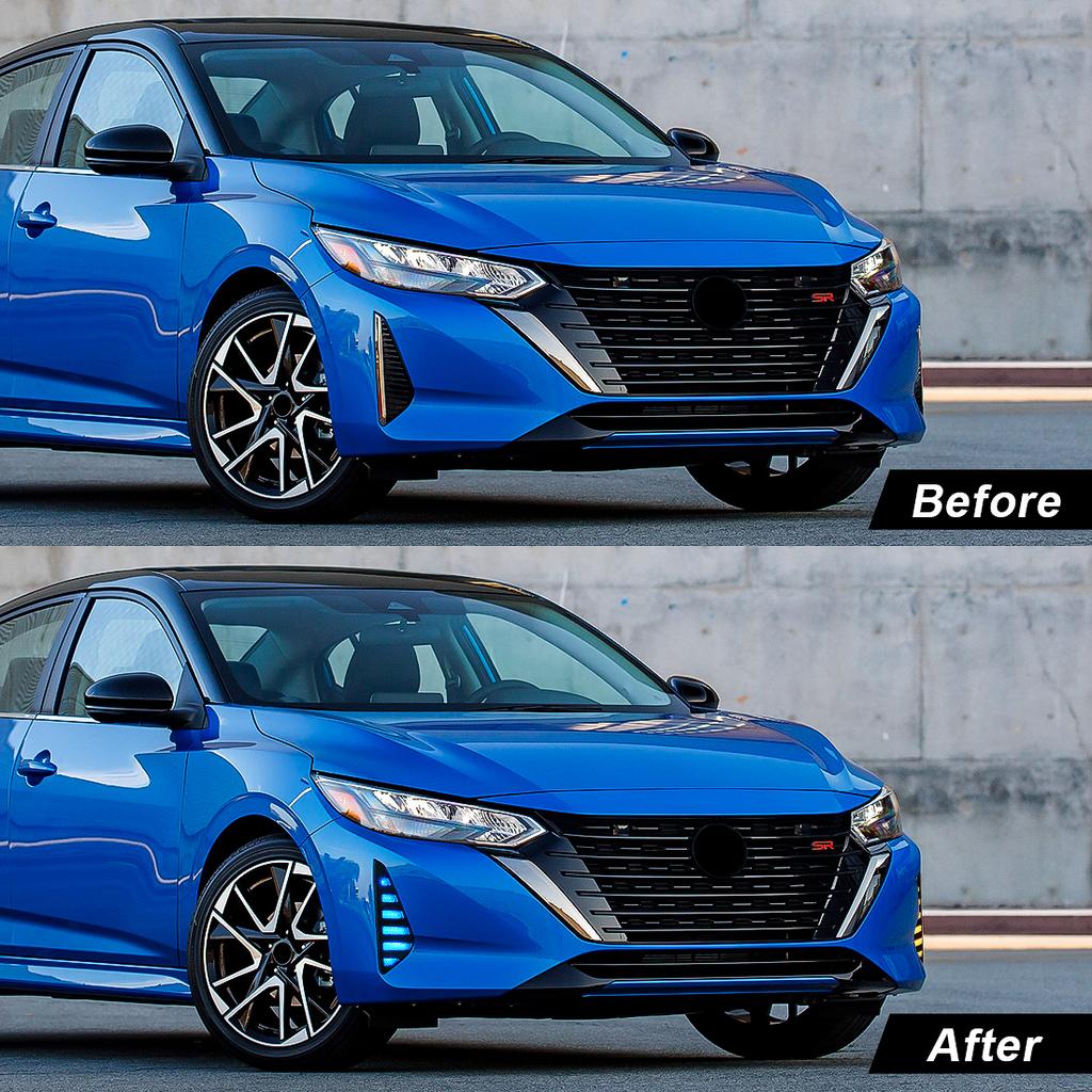 For Nissan Sentra Sylphy 2023 2024 Daytime Running Lights LED DRL Turn Signal Fog Lamp Daylights 3 Colors Car Accessories 12V