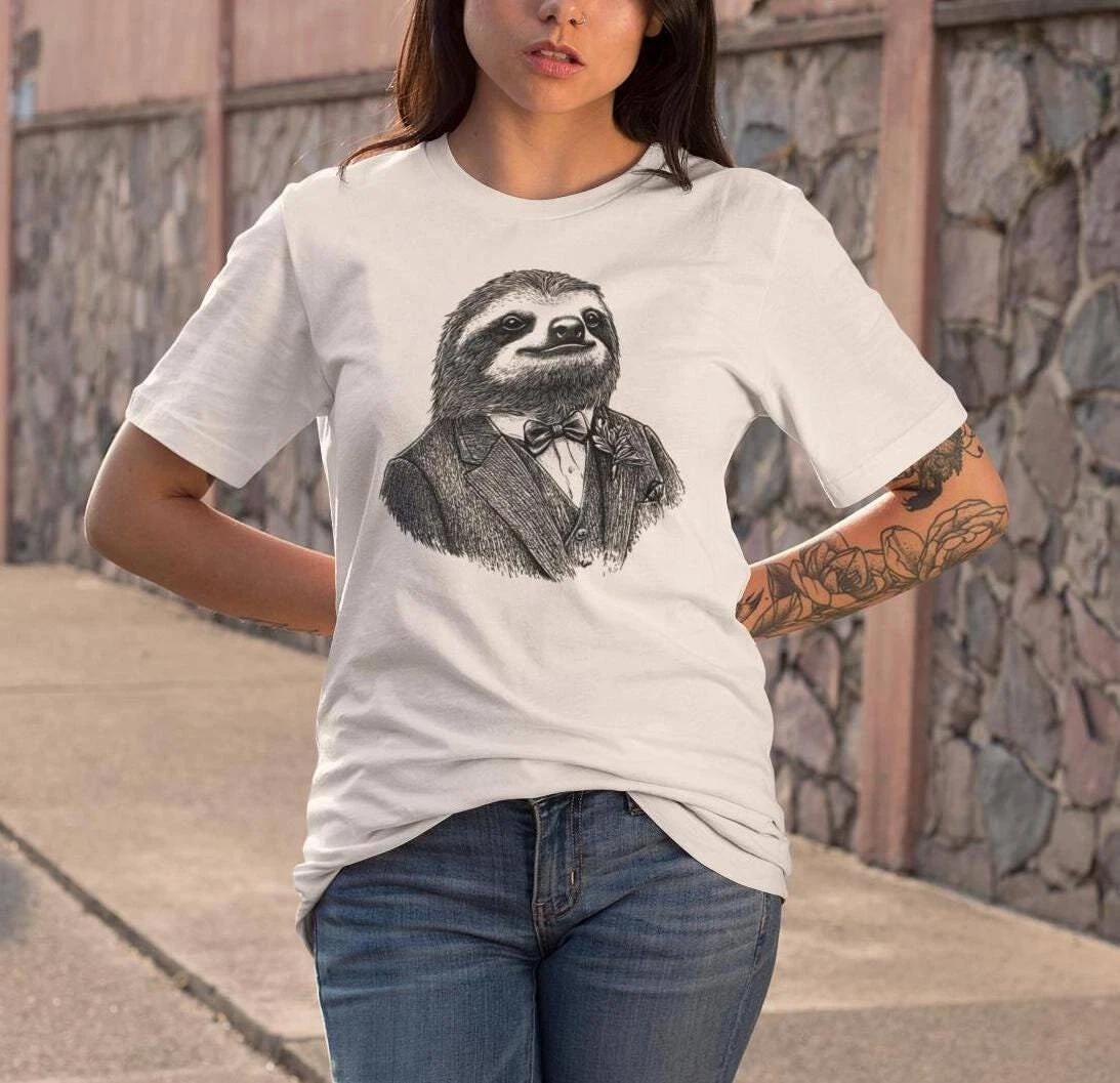 Sloth Shirt, Sloth Wearing Expensive Suit White T-Shirt 3XL