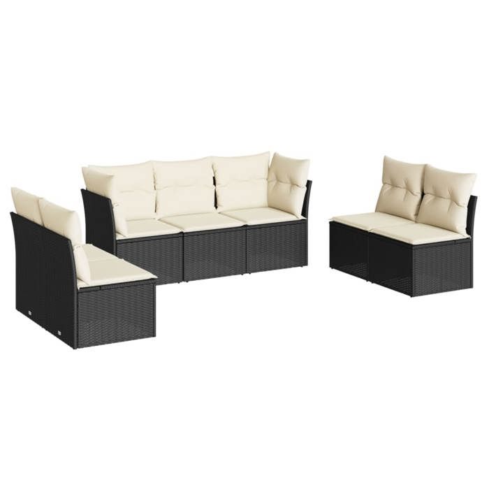 VidaXL Garden Lounge Set 7 Pcs with Cushions Black Braided Resin 3217406