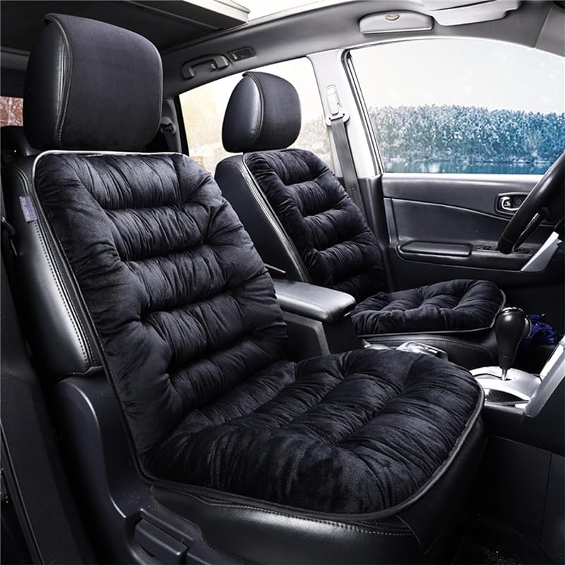 2PCS Car Seat Cushion Luxury Plush Seat Covers for Front Car Seat Bottom+Backrest,Seat Cushion Protector Universal Warm In Winter Works with Sedan