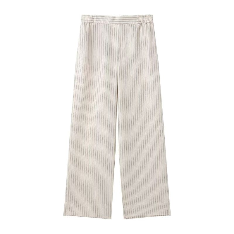 Kaslead New Women Clothes Western Style Short Sleeve Stripe Shirts Casual Trousers 9064550 8277550