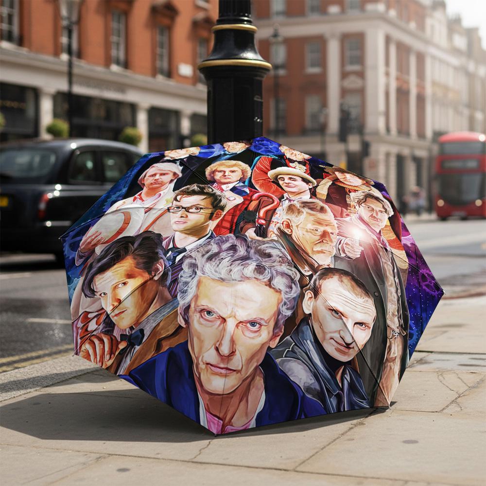 1 PC Automatic Folding Umbrella-Doctor Who Pattern, Portable & Foldable Design with 8 Ribs, Christmas Birthday Gifts