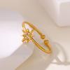 Zircon Sun Rings For Women 18K Gold Plated Stainless Steel Crystal Sun Opening Ring Weeding Christmas Jewelry Gift