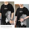 Short Sleeved T-shirt for Men's Thin Summer Trend Ink Style Half Sleeved Casual and Handsome Fashion Top