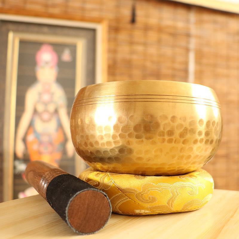Nepal Tibetan Buddhist Bowl Handmade Singing Bowl Set Cushion Mallet Religion