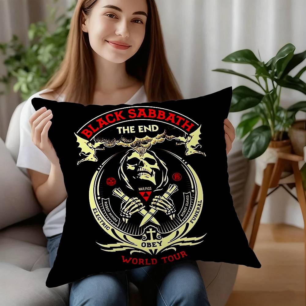 

B-Black S-Sabbath Paranoid Pillow Case Sofa Decorative Home Double-sided Printing Short Plush Cushion Pillow Cover Holiday Gift 12x12Inch