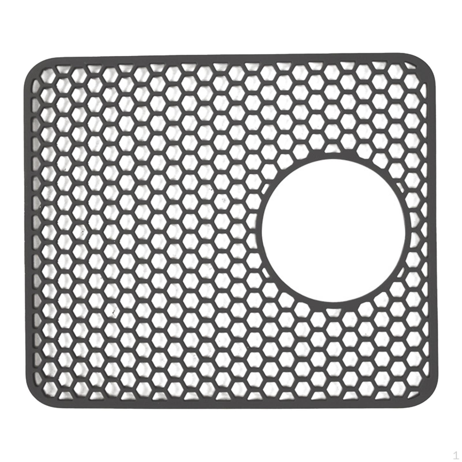 

Коврик для кухонной мойки с отверстием в центре, многоразовый защитный силиконовый коврик для слива серый