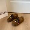 Retro tassel beaded women's new versatile comfortable lazy one-pedal casual kangaroo shoes
