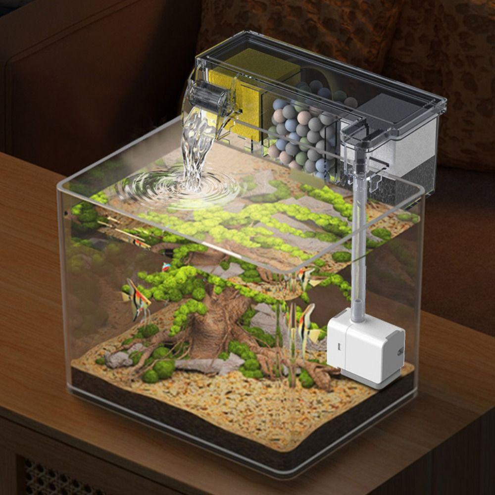 Ścienny Akwarium Cichy Wbudowany Filtr Kaskadowy Pudełko Cyrkulujące Z Pompą Wodną Cyrkulujący Oczyszczacz Wody do Domu
