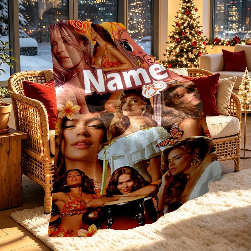 Custom Name Personalized Karol G Print Blanket, Home Decor, Bedroom, Sofa, Camping, Couch, Gifts for Birthday Christmas