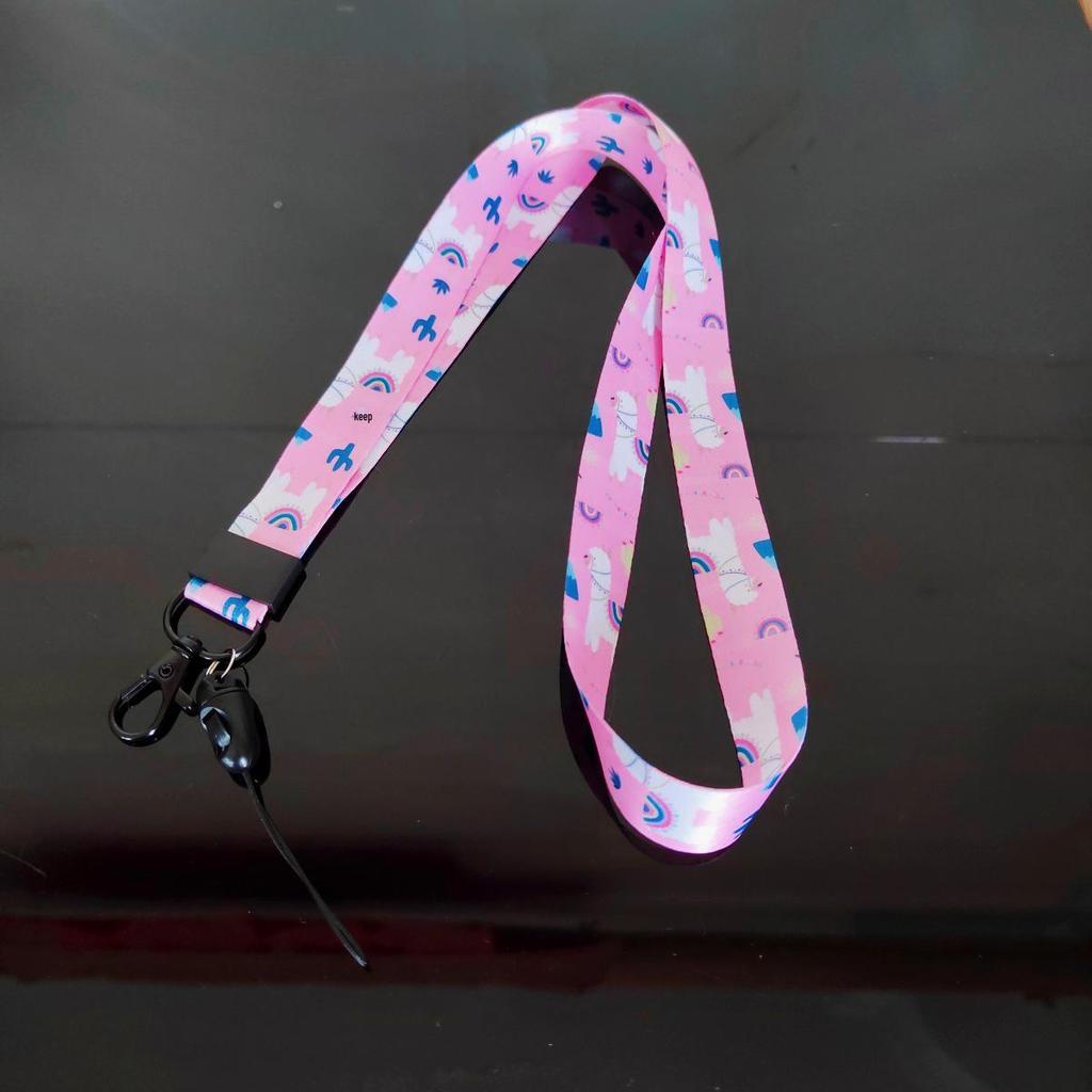 Cartoon Phone Lanyard with Heat Transfer Webbing, Mine Buckle, and Name Tag Holder for Work ID