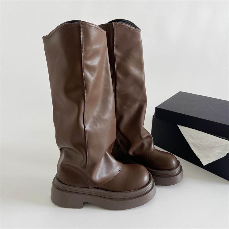 

Черные ретро ботинки на толстой платформе и толстом каблуке женские 2025 новая осень британский стиль тонкие ботфорты до колена 40 хаки