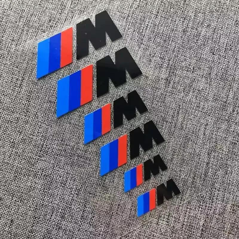 6Pcs Anti‑Fade High‑Temp Brake Caliper Stickers For BMW M Three‑Bar Emblem Modified Tuning Decals Car Window Glass Accessories zjpc51