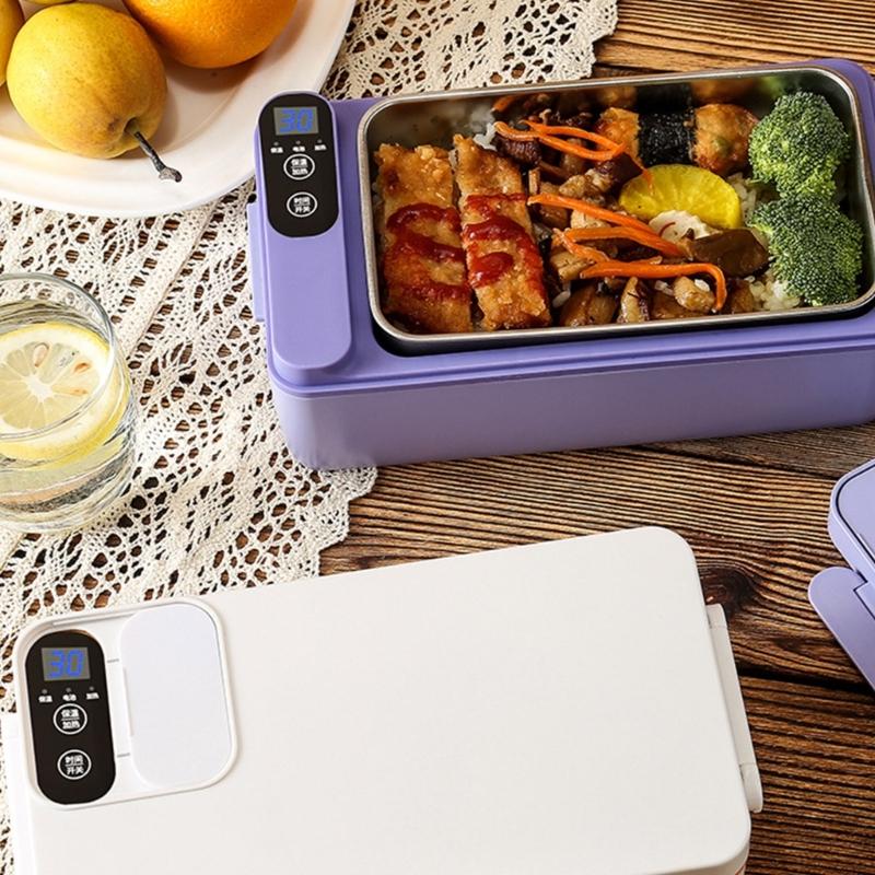 Practical Lunch Box 3200mAh Food Box Self Warming Food Storage Box 304Stainless Steel Texture for Various Setting