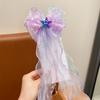 Toddler Girl Mermaid Headwear Children Princess Bow Hairpin Girls' Floating Yarn Braided Hair Clip Mermaid Maiden Hair Accessory