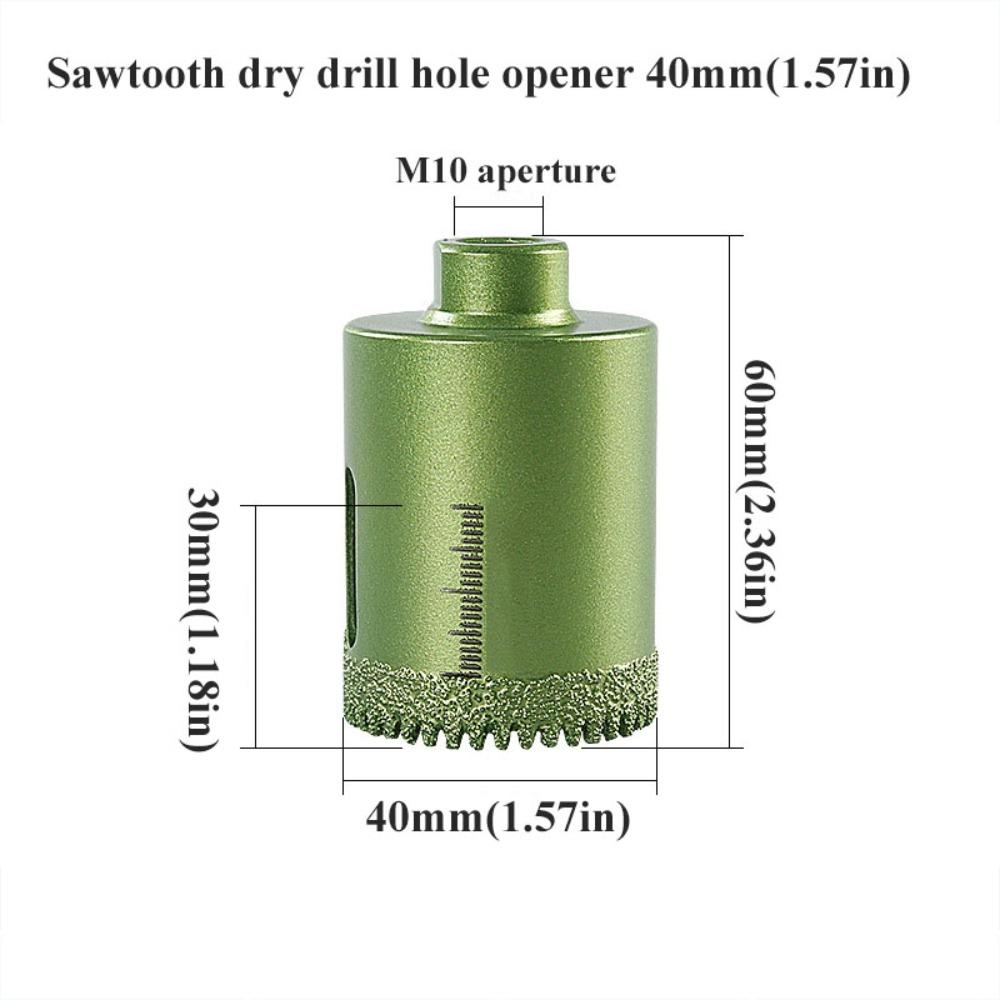 Vacuum Brazed Tile Hole Opener Angle Grinder Dry Drilling Core Drill Bits Less Heat Serrated Dry Drilling Tool Glass Processing