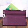 Lady Solid Color Anti-theft RFID Blocking Mini Wallet Key Ring Zip Coin Purse