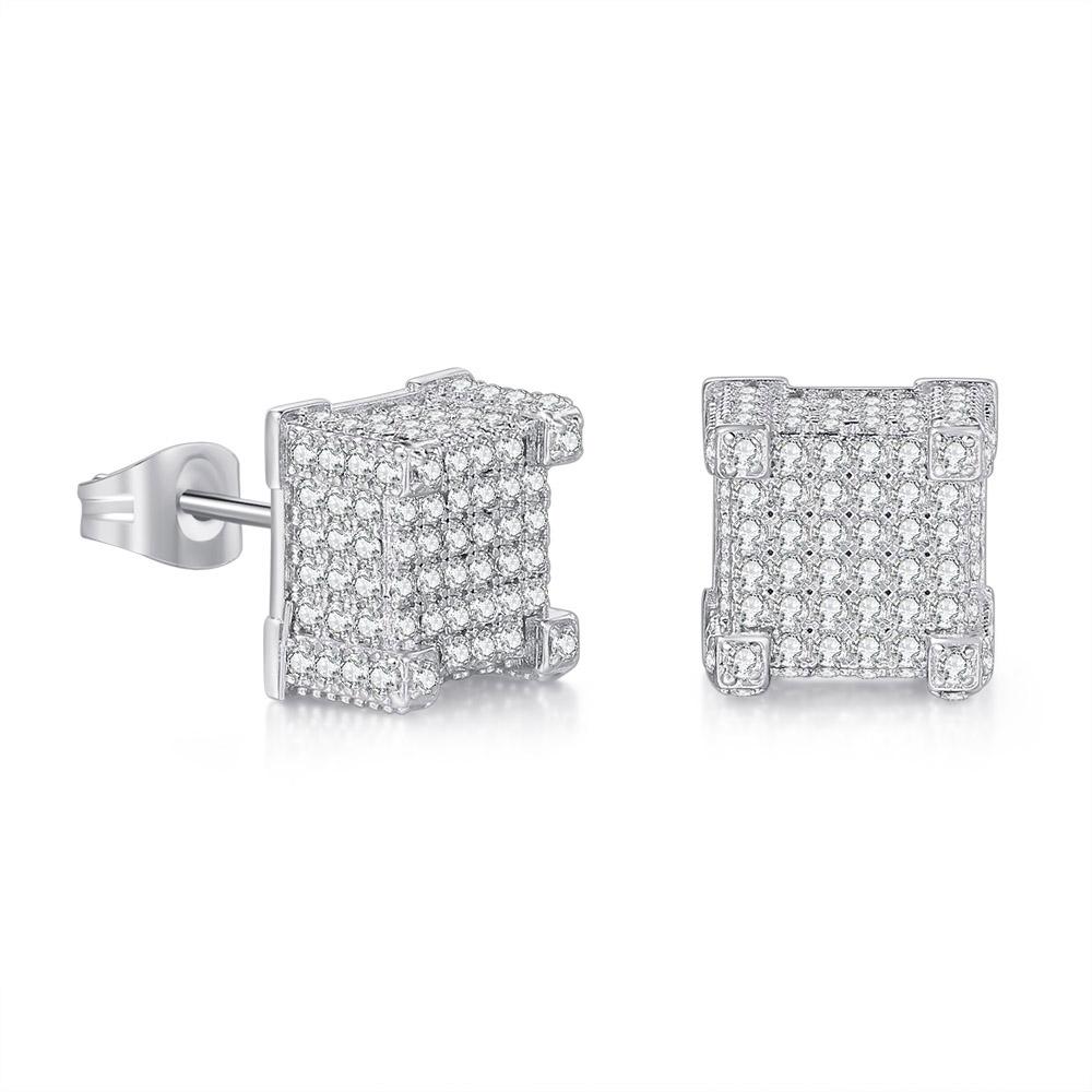 Hiphop Rock Stud Earrings For Women Classic Gold Color Jewelry Crystal Iced Out CZ Piercing Cartilage Ear Accessories Wholesale