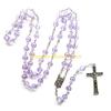 F26C Jesus for Cross Pendant Necklaces for Women Catholic Virgin-Mary Religious Prayer Rosary Necklace Long Crystal Bead Chai