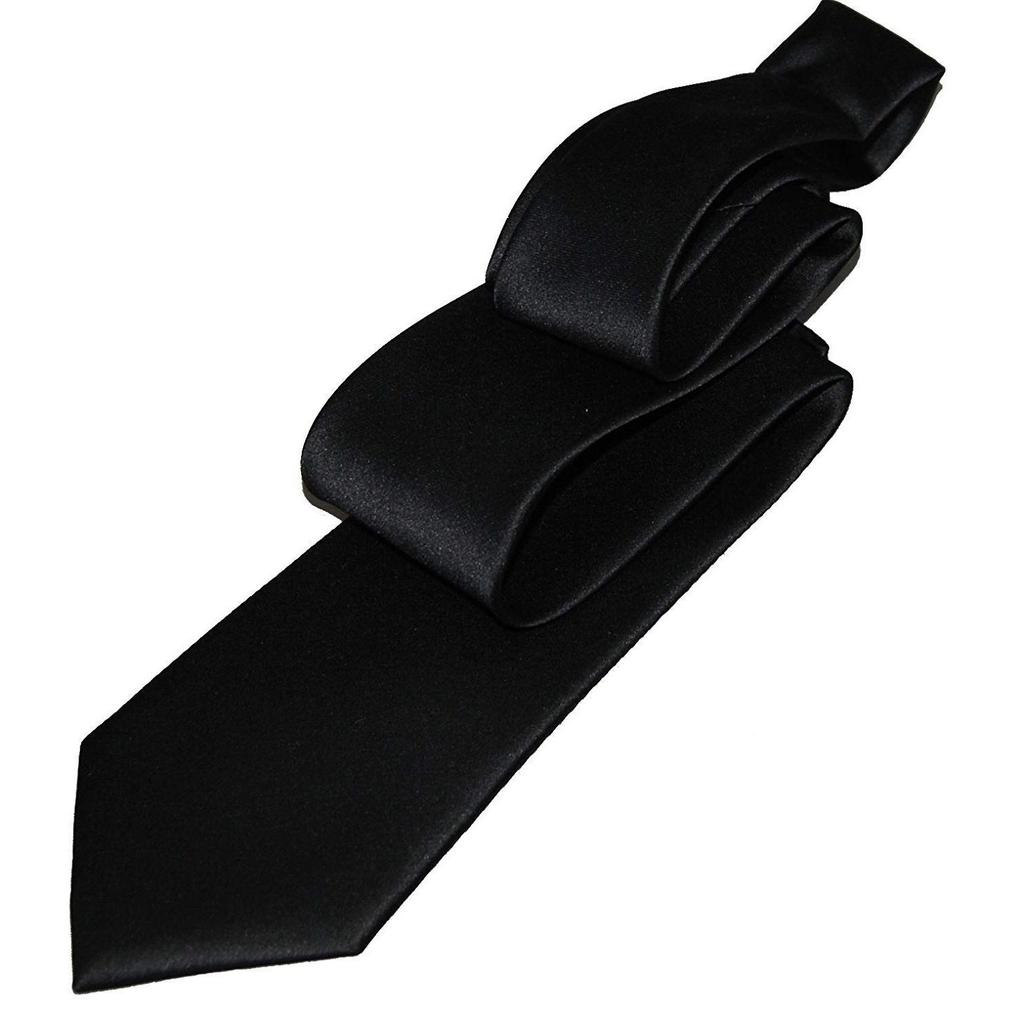 Michiko London Zero Style Cravat Tie Black Brand Made Japan Plain Formal Occasions Ceremony Funeral Dress Attire Silk 100