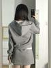2026 Spring/Autumn Women's Retro Grey Hoodie & Skirt Set, Slim Fit Two-Piece Collection