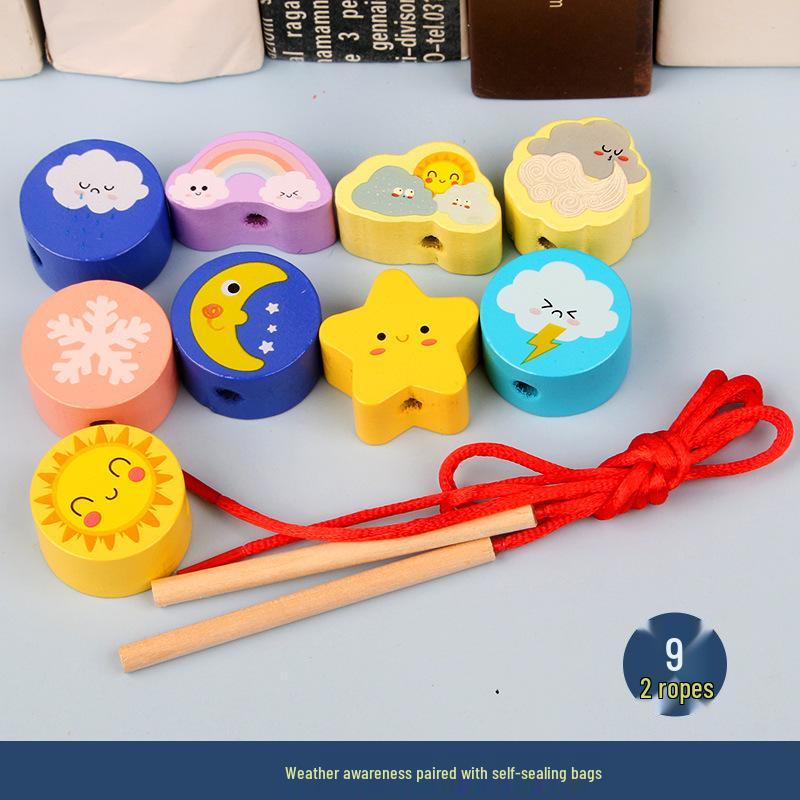 Wooden Bead Stringing Toy for Children's Educational Development