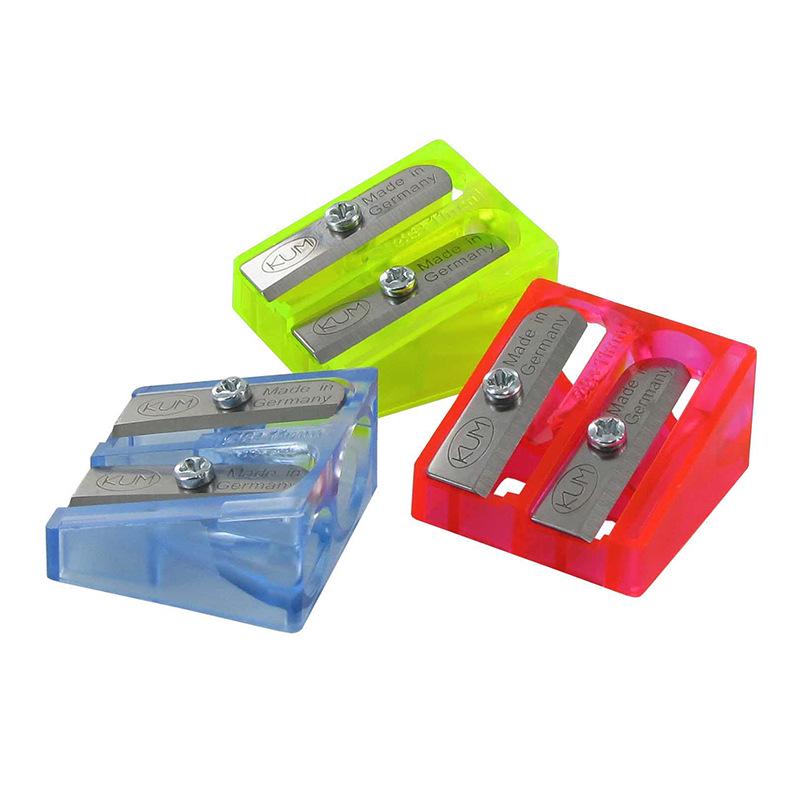 KUM 410K Double Hole Pencil Sharpener with High Hardness and Sharpness Blades, 8mm & 11mm, Brand New PS Plastic.