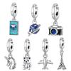Open And Close Global Aircraft Eiffel Tower Travel S925 Sterling Silver Pendant Creative Versatile Diy Jewelry