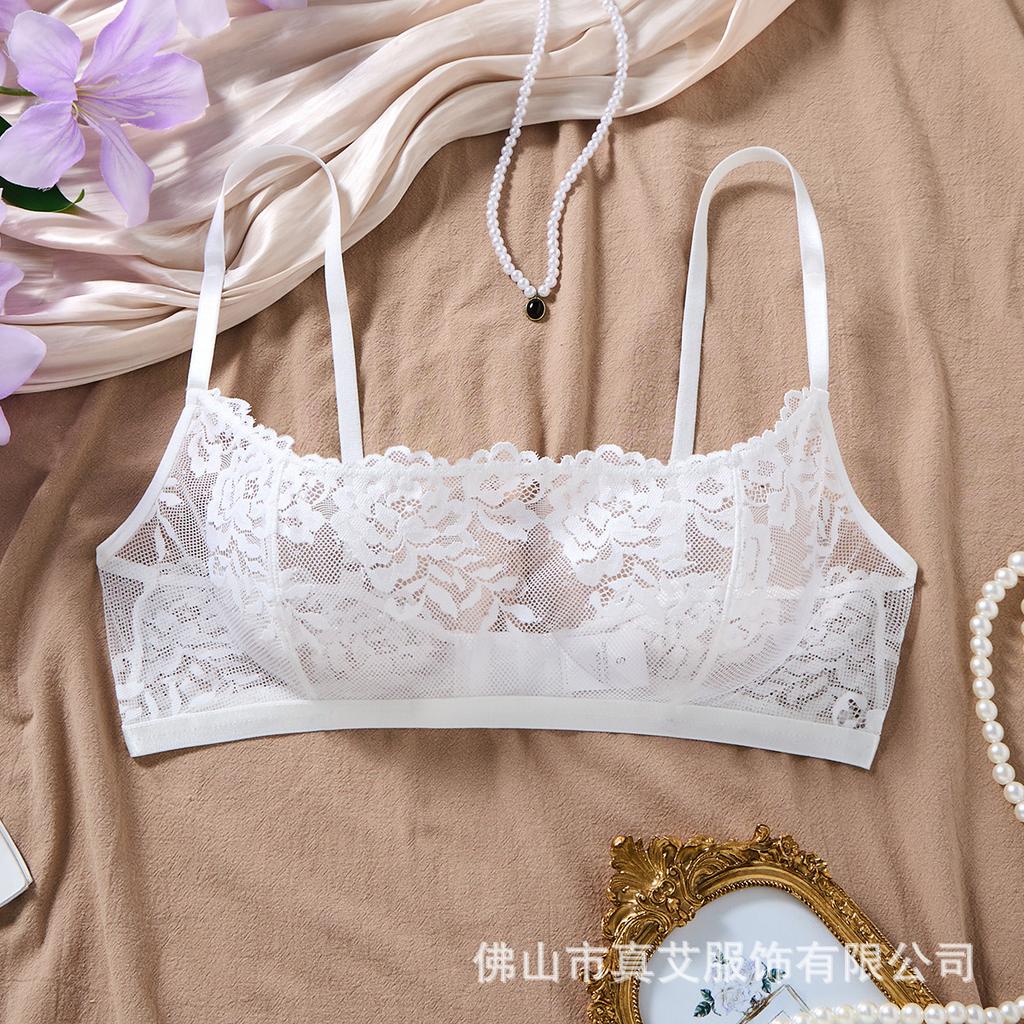 Underwear women's summer thin bra light mesh sexy transparent bra thin black temptation tube top