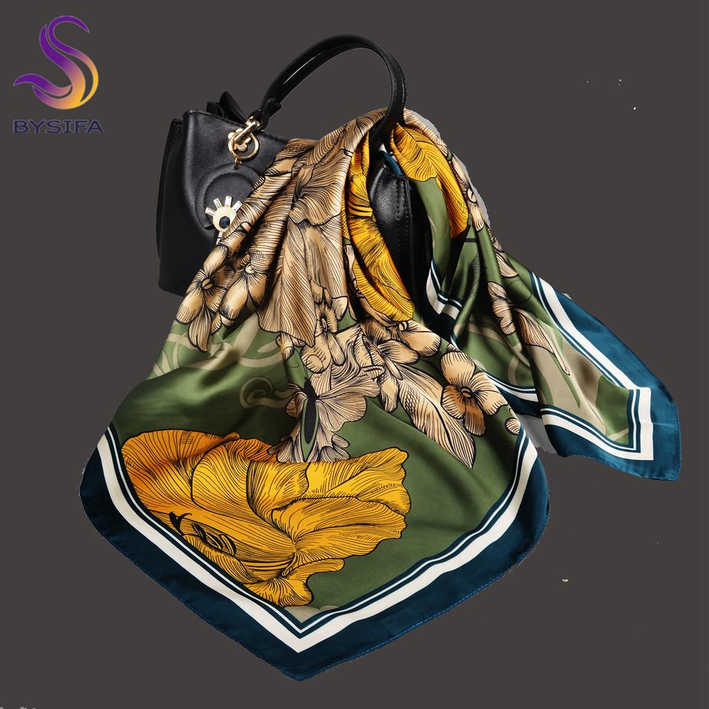 Yellow Blue Women Silk Scarf Accessory 70*70cm Fashion Girls Pattern Winter Scarves Bufand Spring Fall Square Head Scarf