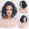 Schwarz-graue Kunsthaarperücken, schulterlang, gewellt, lockig, flauschig, für Damen, für den Alltag, Cosplay, Partys, Kunsthaar, hitzebeständige Faser