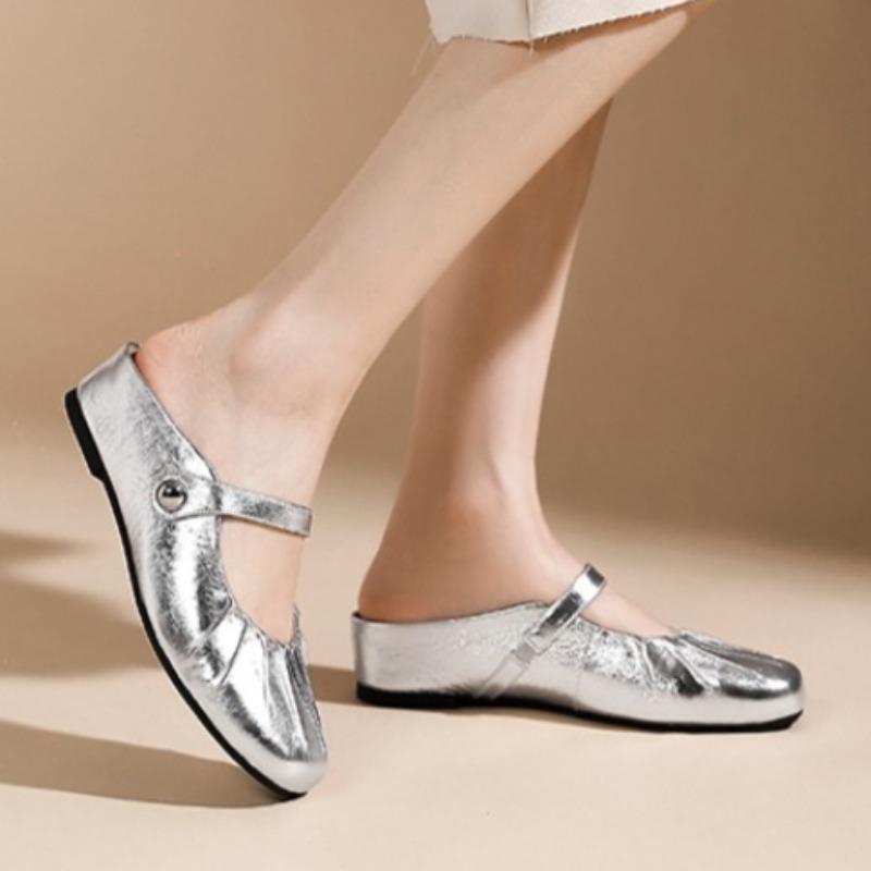 Fashion Pleated Women Mid Heels Slippers New Wedges Elegant Mules Shoes Fashion Autumn 2025 Classical Sandals Dress Casual Zapatillas