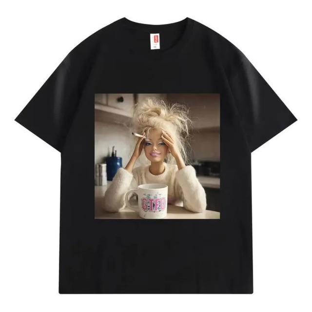 Camiseta Estampada Gtfo Con Forma De Muneca Barbie Fumando C XL