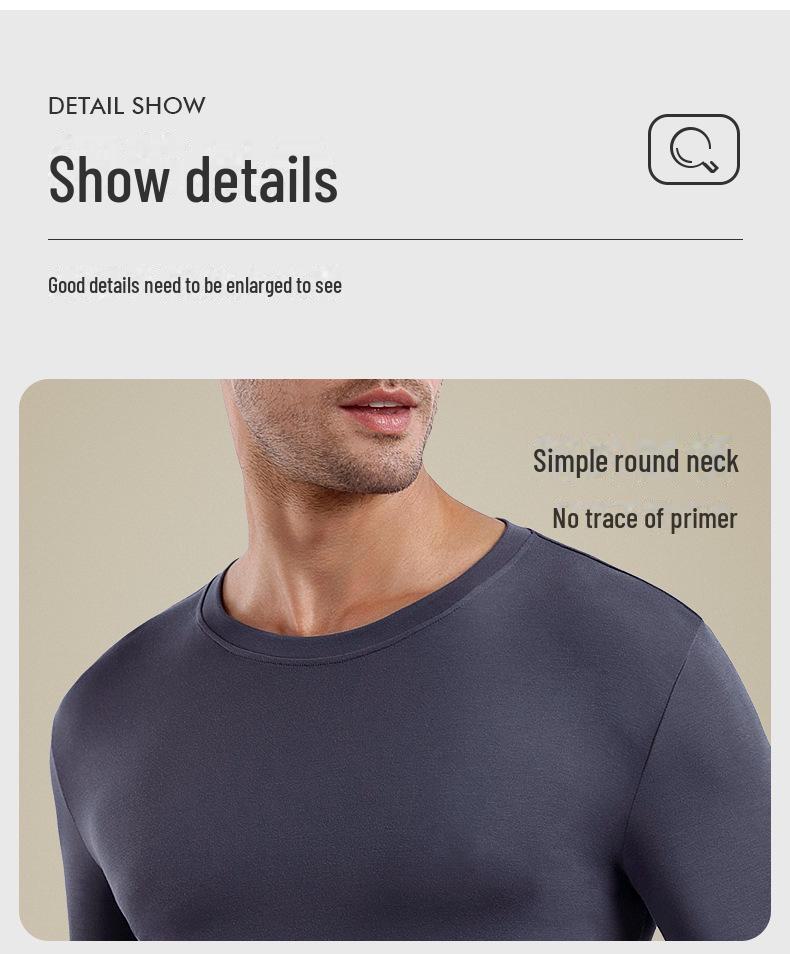 Men's Slim Fit Modal Thermal Suit – Lightweight Round-Neck Long Sleeve Top and Pants for Autumn/Winter