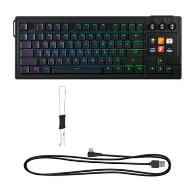 78 Keys Mechanical Keyboard RGB Backlit Hot Swappable Red Switch Customizable Knob Wired Connection Black