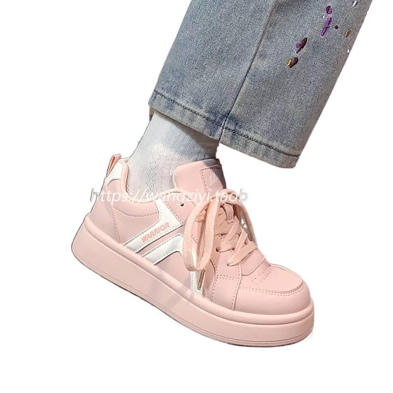 Warrior 2025 Women's Pink Canvas Sneakers: Retro Hong Kong Style, Thick Sole, Breathable, Versatile Casual Design