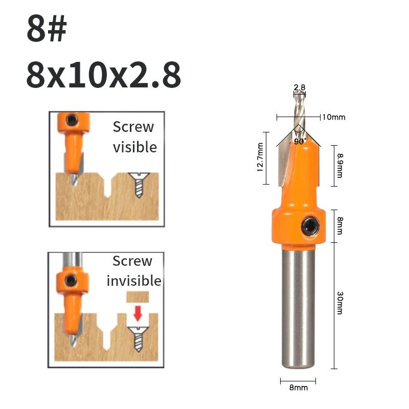8MM Shank Hss Countersink Router Bit Screw Extractor Woodworking Hole Opener Drill  Milling Cutter For Wood Alloy Step Drill