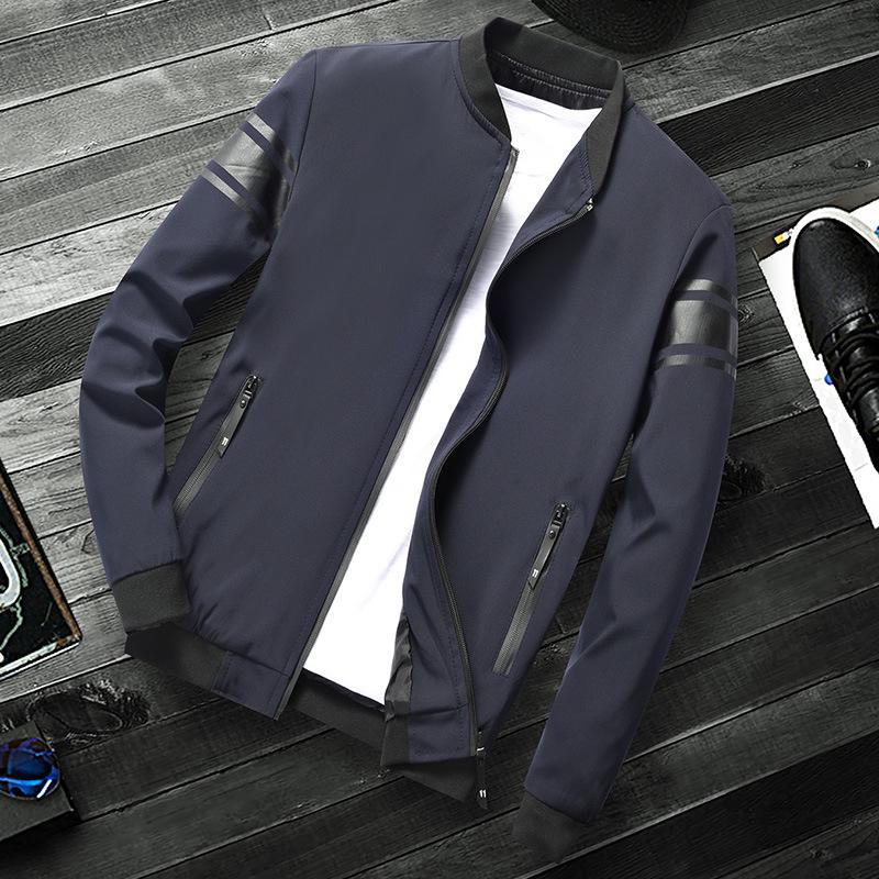 

Men s Slim Korean Style Baseball Jacket - Lightweight, Stand Collar, All-Match Casual Coat for Spring and Autumn. XXXL синій