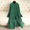 Autumn and Winter New Solid Color Stand-up Collar Double-sided Cashmere Coat Fashionable and Versatile High-end Horn Button Woolen Coat