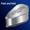 40X Full Metal Illuminated Jewelers Magnifier Best Pocket Folding Magnifying Glass Jewelers Lens Eye Loupe with LED