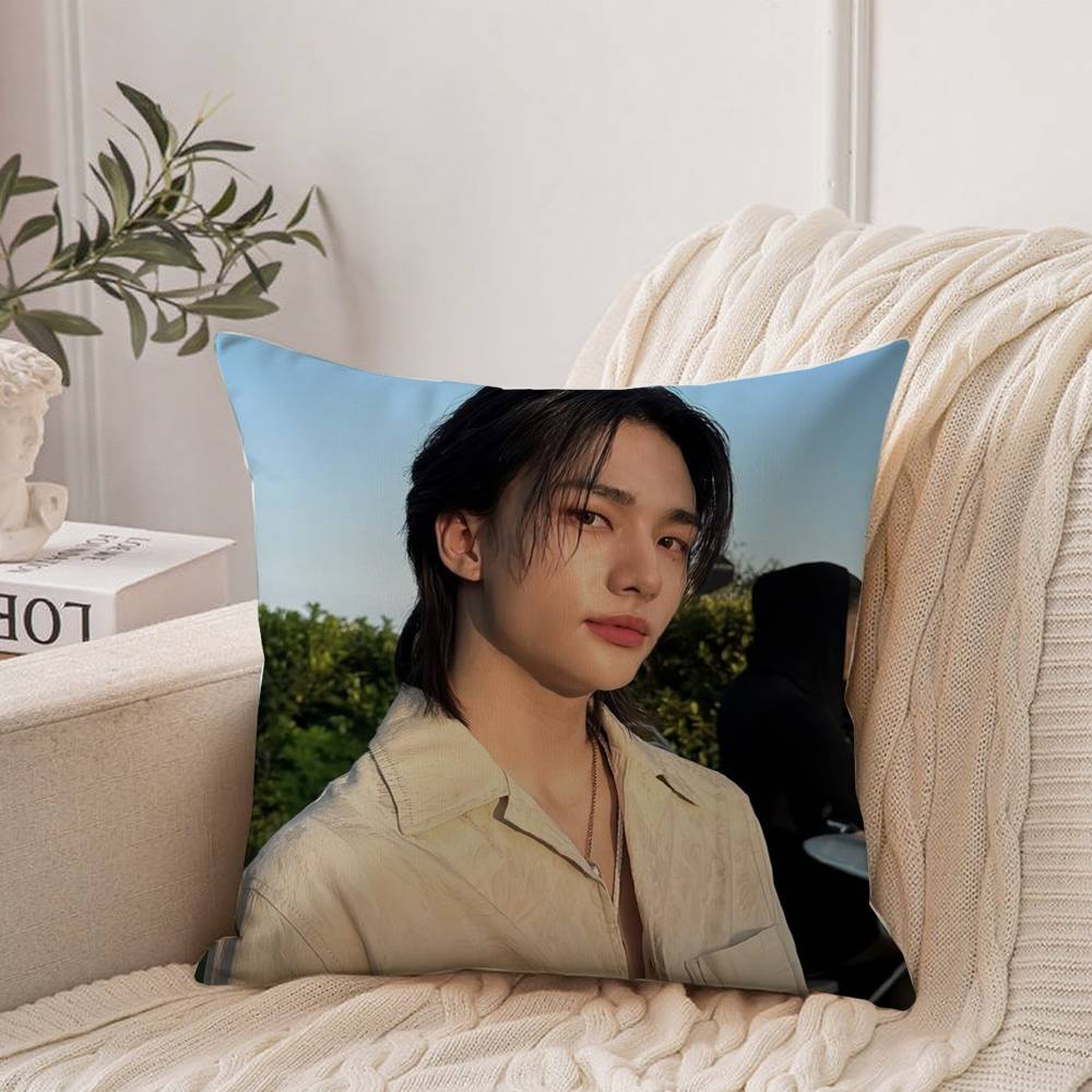 H-Hot KPOP Idol H-Hyunjin Pillow Case Home Decor Throw For Sofa Bed Car Room Decor Gift Idea
