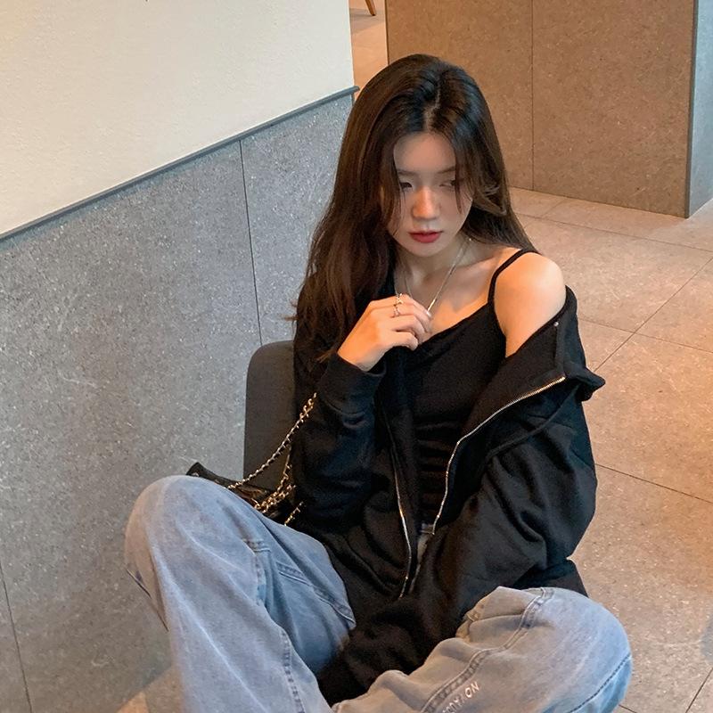 2023 Early Autumn Women's Korean Style Hooded Zipper Cardigan - Trendy, Lightweight, Loose-Fit Outerwear