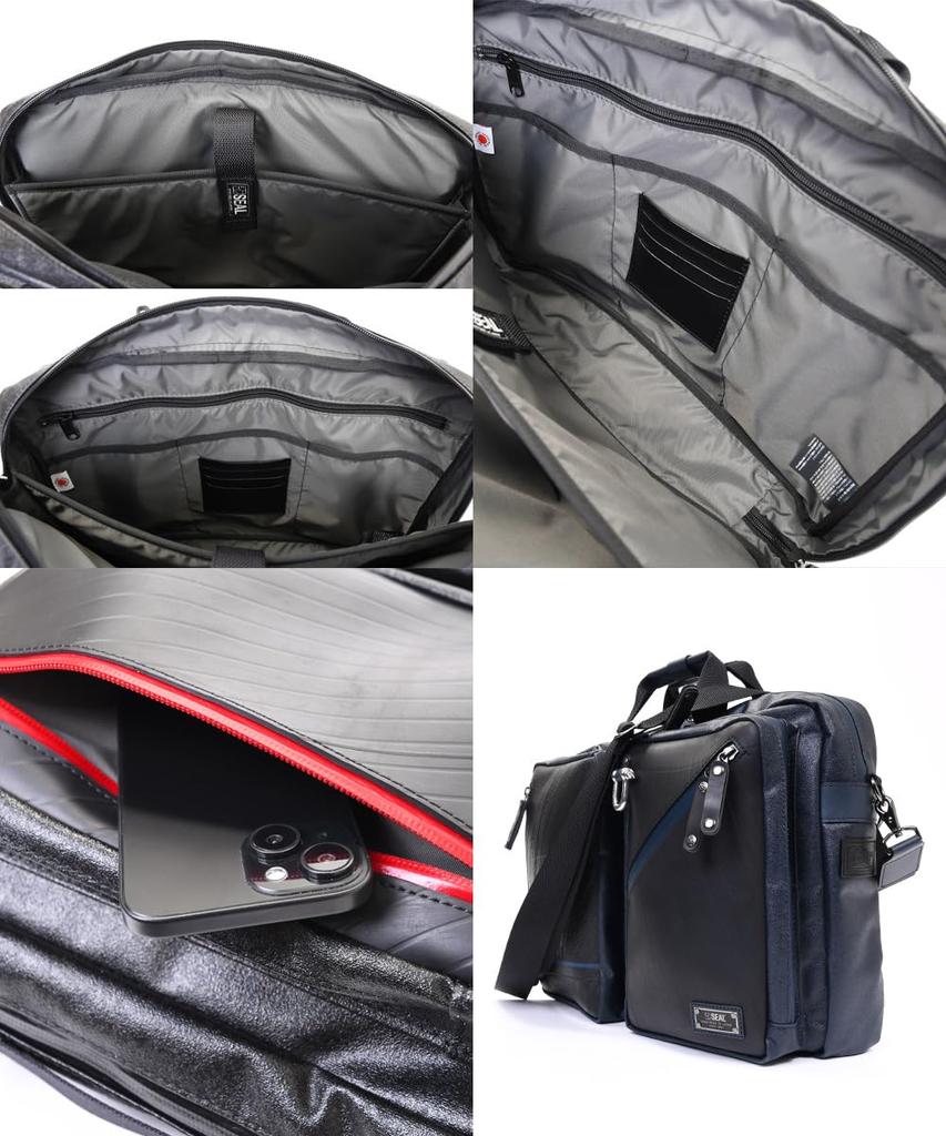 Morino Canvas Collaboration Business Business Japan Maritime Made in [SEAL] Bag, Water-Resistant Zipper, Waterproof, 3-Way Backpack, Men's,